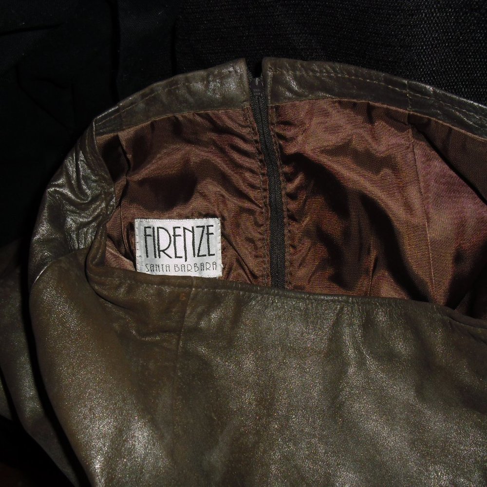 Firenze,boutique Santa Barbara CA,imported soft leather,sz8,brown leather skirt